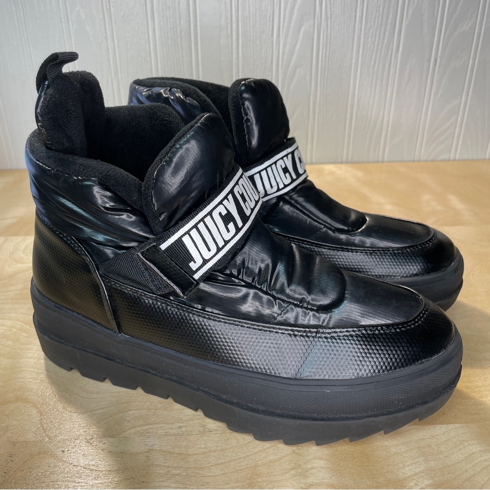 Juicy Couture Veronica Logo Puffer Platform Ankle Boots - Black